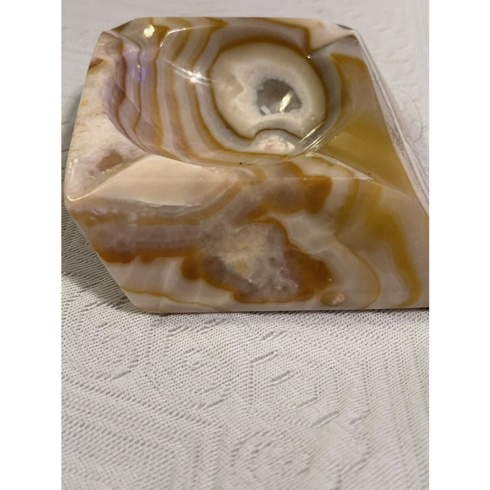 Brown And White Marble Home Ashtray - Picture 3 of 8
